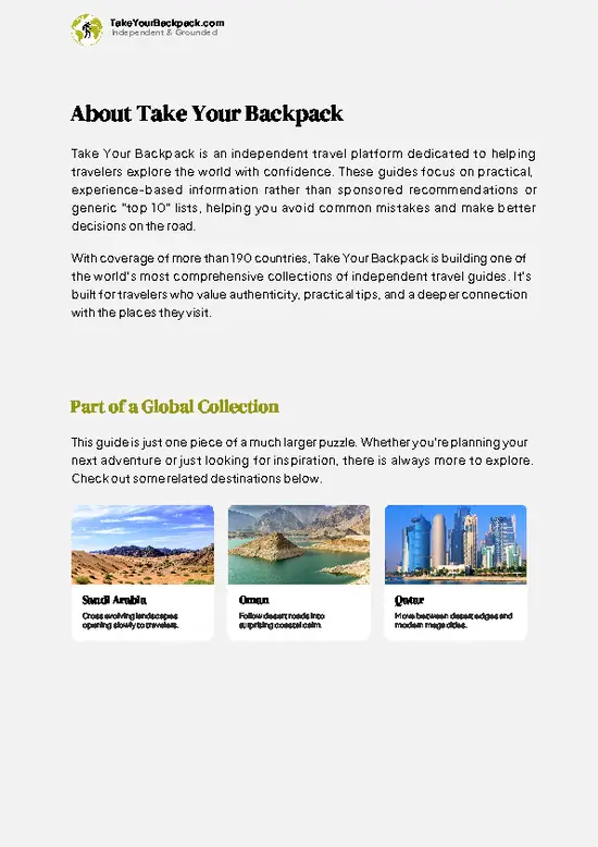 example page 1 from our offline Travel Guide for United Arab Emirates